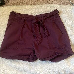 Vanilla Star Women's Burgundy Belted Cargo Shorts